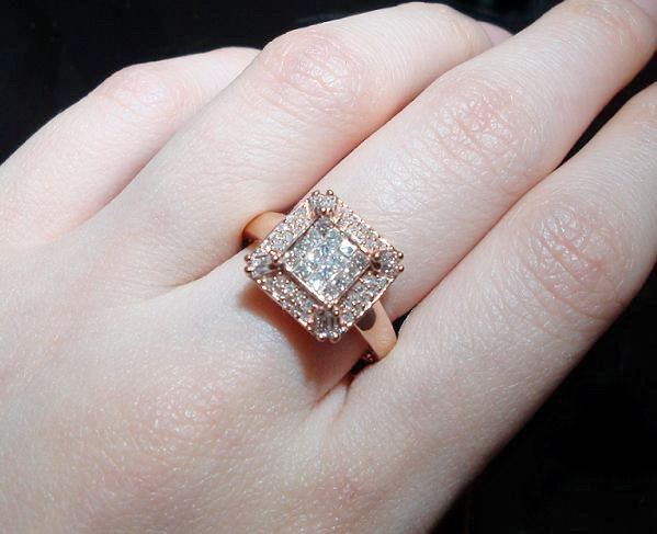 GENUINE 1/2CT DIAMOND CLUSTER RING SOLID 14K ROSE GOLD